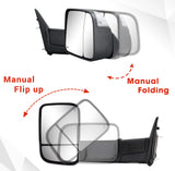 2009-2018 Ram 1500/2500/3500 Tow Mirrors - Power/Heated/Signal/Puddle Lamps/Temp Sensor (4th Gen, Black)