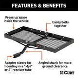 CURT 48IN. X 20IN. BLACK STEEL TRAY CARGO CARRIER (1-1/4IN.; 2IN. ADAPTER; 300 LBS.) - 18110