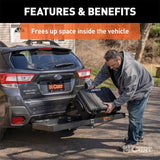 CURT 48IN. X 20IN. BLACK STEEL TRAY CARGO CARRIER (1-1/4IN.; 2IN. ADAPTER; 300 LBS.) - 18110