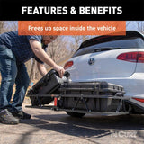 CURT 48IN. X 20IN. BLACK STEEL BASKET CARGO CARRIER (1-1/4IN.; 2IN. ADAPTER; 500 LBS.) - 18145