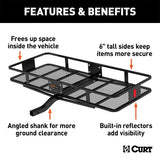 CURT 60IN. X 24IN. BLACK STEEL BASKET CARGO CARRIER (FIXED 2IN. SHANK; 500 LBS.) - 18152