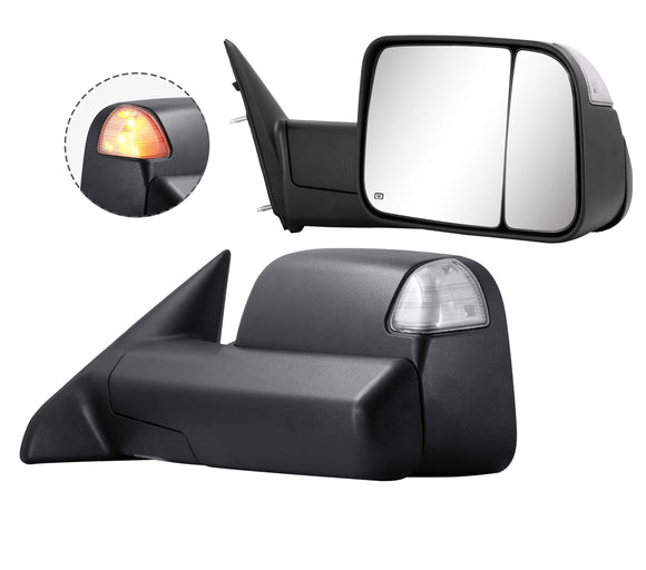 2013-2018 Ram Tow Mirrors - Power/Heated/Signal/Puddle Lamps (4th Gen, Black)