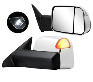 2013-2018 Ram Tow Mirrors - Power/Heated/Signal/Puddle Lamps (4th Gen, Chrome)