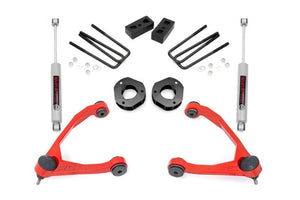 Rough Country 3.5" Lift Kit - Strut Spacers/N3 Shocks/Red UCAs - 07-16 Silverado/Sierra 1500 - 19831RED