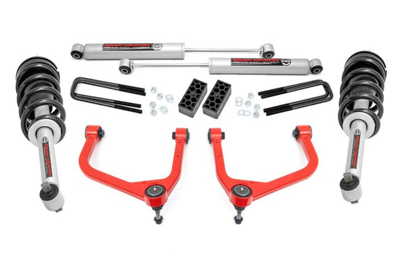 Rough Country 3.5 Inch Lift Kit - N3 Struts/N3 Shocks/Red UCAs - 19-24 Sierra 1500 2WD/4WD - 22631RED