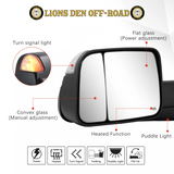 2013-2018 Ram Tow Mirrors - Power/Heated/Signal/Puddle Lamps (4th Gen, Black)