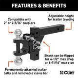 CURT ADJUSTABLE MULTIPURPOSE BALL MOUNT (2IN. SHANK; 2IN./2-5/16IN. BALLS) - 45049