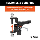 CURT ADJUSTABLE MULTIPURPOSE BALL MOUNT (2IN. SHANK; 2IN./2-5/16IN. BALLS) - 45049