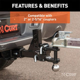 CURT ADJUSTABLE MULTIPURPOSE BALL MOUNT (2IN. SHANK; 2IN./2-5/16IN. BALLS) - 45049