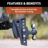 CURT REBELLION XD ADJUSTABLE CUSHION HITCH (2IN. SHANK; 2IN & 2-5/16IN. BALLS; 15K) - 45951