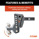 CURT REBELLION XD ADJUSTABLE CUSHION HITCH (2IN. SHANK; 2IN & 2-5/16IN. BALLS; 15K) - 45951