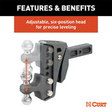 CURT REBELLION XD ADJUSTABLE CUSHION HITCH (2IN. SHANK; 2IN & 2-5/16IN. BALLS; 15K) - 45951