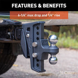 CURT REBELLION XD ADJUSTABLE CUSHION HITCH (2IN. SHANK; 2IN & 2-5/16IN. BALLS; 15K) - 45951