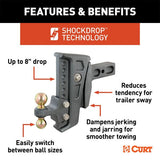 CURT REBELLION XD ADJUSTABLE CUSHION HITCH (2-1/2IN. SHANK; 2IN & 2-5/16IN. BALLS; 20K - 45955