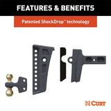 CURT REBELLION XD ADJUSTABLE CUSHION HITCH (2-1/2IN. SHANK; 2IN & 2-5/16IN. BALLS; 20K - 45955