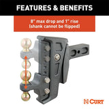 CURT REBELLION XD ADJUSTABLE CUSHION HITCH (2-1/2IN. SHANK; 2IN & 2-5/16IN. BALLS; 20K - 45955