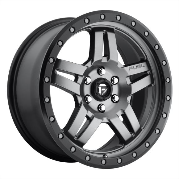 FUEL ANZA D558 1PC 18X9 8X6.5 GUN METAL & BLACK 01MM - D55818908250