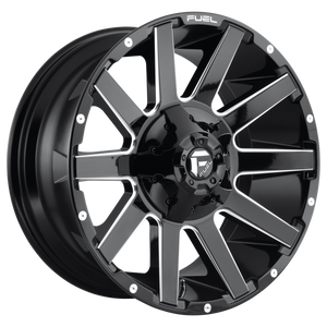 FUEL CONTRA D615 1PC 22X10 8X180 GLOSS BLACK & MILLED -18MM - D61522001847