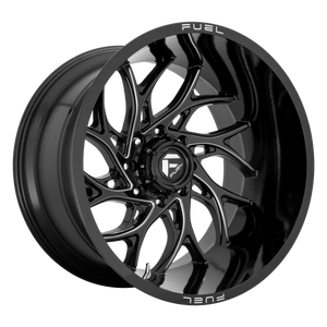 FUEL RUNNER D741 1PC 24X12 8X6.5 GLOSS BLACK & MILLED -44MM - D74124208247