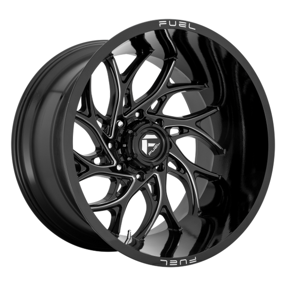 FUEL RUNNER D741 1PC 24X12 8X6.5 GLOSS BLACK & MILLED -44MM - D74124208247