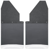 HUSKY KICK BACK MUD FLAPS 14" WIDE - BLACK TOP AND STAINLESS STEEL WEIGHT