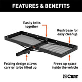 CURT 60IN. X 20IN. BLACK STEEL TRAY CARGO CARRIER (FOLDING 2IN. SHANK; 500 LBS.) - 18109