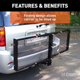 CURT 60IN. X 20IN. BLACK STEEL TRAY CARGO CARRIER (FOLDING 2IN. SHANK; 500 LBS.) - 18109