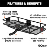 CURT 60IN. X 20IN. BLACK STEEL BASKET CARGO CARRIER (FIXED 2IN. SHANK; 500 LBS.) - 18150
