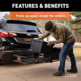 CURT 60IN. X 20IN. BLACK STEEL BASKET CARGO CARRIER (FIXED 2IN. SHANK; 500 LBS.) - 18150